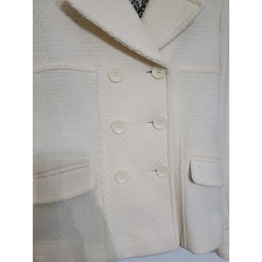 Moda‎ International Wool Bleand Pea Coat Double Breasted Classy Casual Size M